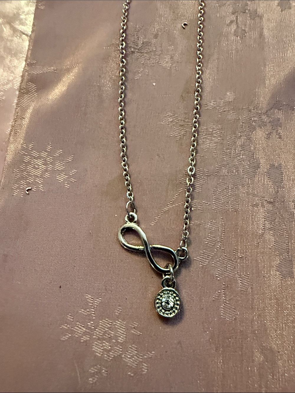 Silver Infinity Pendant Necklace with Crystal Charm - Women Jewelry